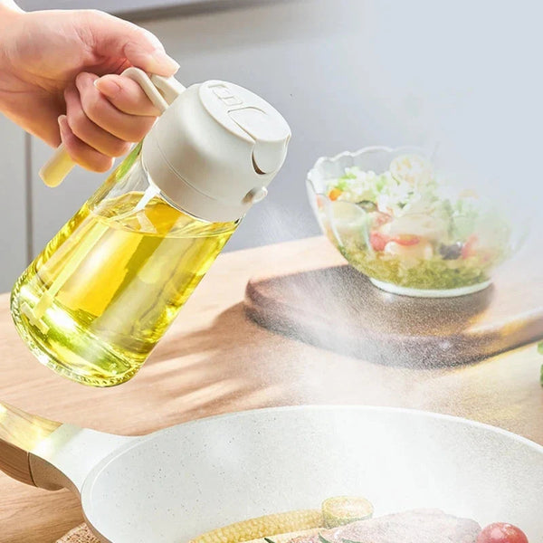 2-in-1 Glass Oil Spray & Pour Bottle – 16oz (473ML)
