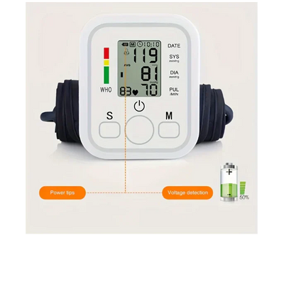 Automatic Arm Blood Pressure Monitor – Digital Sphygmomanometer with LCD Screen, Pulse Rate Detection, One-Touch Operation & Memory Function – Easy to Use at Home