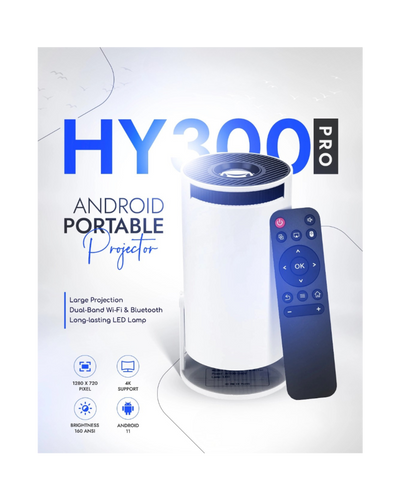 HY300 Pro Projector 4K Supported, Android 11, Dual Wifi6, 260 ANSI Lumens, Allwinner H713 BT5.0, 1080P 1280x720P, Home Cinema Outdoor Projector
